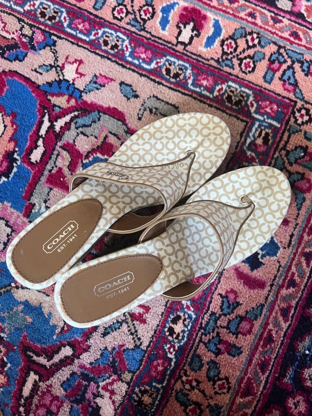 Coach Felicia Signature Wedge Flip Flops | Logo Print | Size 8.5 - Picture 2 of 5